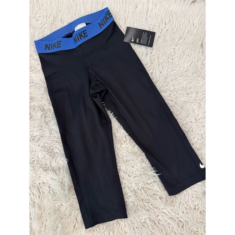 Nike Women's XS Victory Training Capris Leggings Black/Blue Dri-FIT Pants